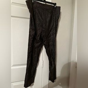 Tapered ankle slacks black and bronze houndstooth